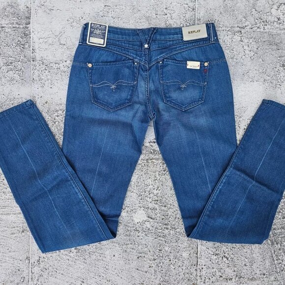 Replay Women Jeans Blue Skinny TRACEEMAN 100% Cotton Denim Jean Size 28 $180 - Picture 4 of 11